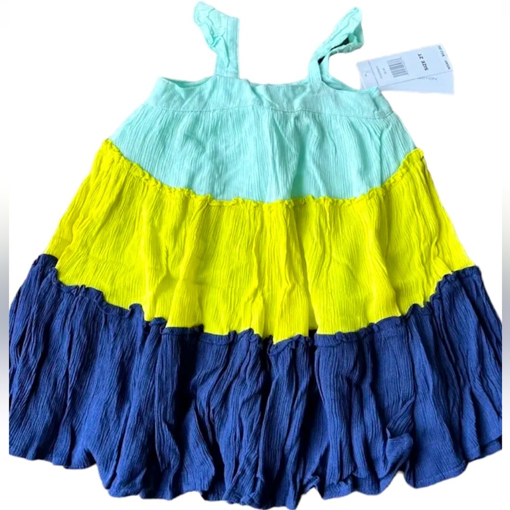 French Connection Tiered Sun Dress, Toddler Size 2T, Blue Green, Sleeveless New